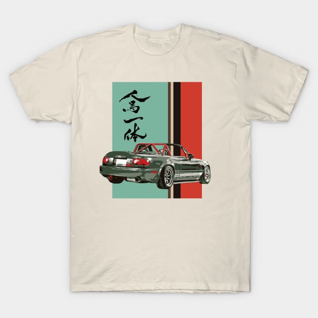 Stanced Miata - Jinba Ittai v2 T-Shirt by mudfleap